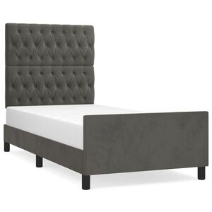 vidaXL Giroletto senza Materasso Grigio Scuro 90x190 cm Velluto