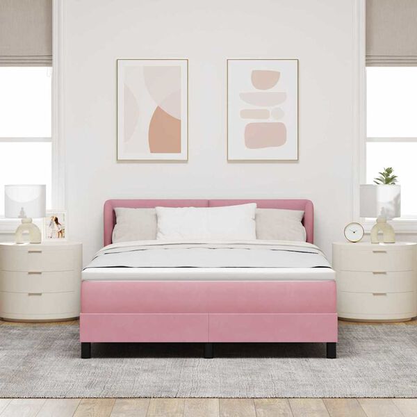 vidaXL Letto a molle con materasso Rosa 140 x 190 cm Velluto