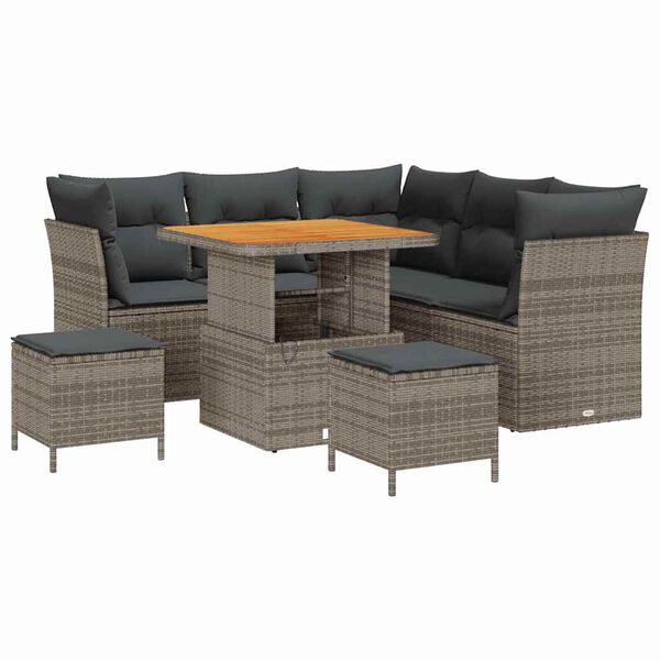 vidaXL Set Divano da Giardino 8 pcs Grigio polyrattan