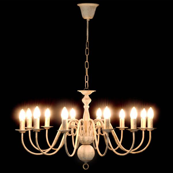 vidaXL Candelabro Stile Anticato Bianco 12 Lampadine E14