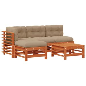 vidaXL Set Lounge da Giardino 5 pz Marrone Cerato