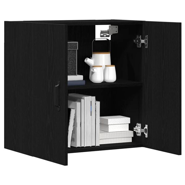 vidaXL Mobiletto da Parete Rovere Nero 60x31x60 cm in Legno Massello