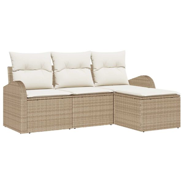 vidaXL Set di divani con cuscino 4 pcs Beige e Bianco polyrattan