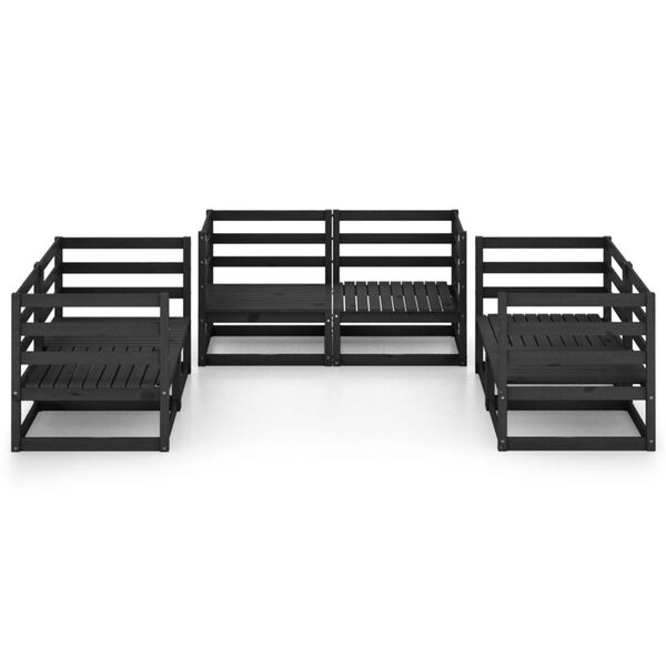 vidaXL Set Divani da Giardino 6 pz Nero in Legno Massello di Pino
