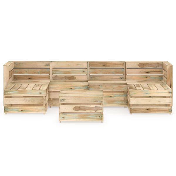 vidaXL Set Salotto da Giardino 7 pz in Legno di Pino Impregnato Verde