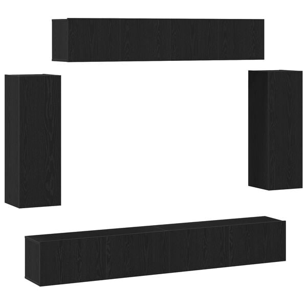 vidaXL Set mobile TV 6 pcs Rovere Nero 100 x 30 x 30 cm