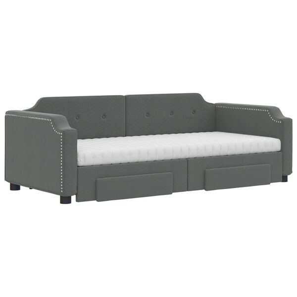 vidaXL Divano Letto Estraibile Cassetti Grigio Scuro 90x190cm Tessuto