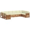 vidaXL Set divani 10 pcs Naturale e Crema Legno di Acacia Massello