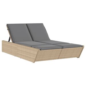 vidaXL Lettino Prendisole con Cuscini Beige in Polyrattan