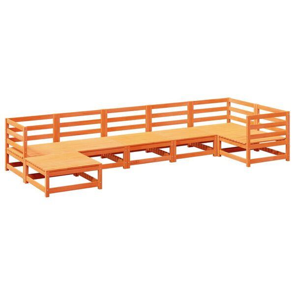 vidaXL Set Divani da Giardino 7 pz Marrone Cera Legno Massello Pino