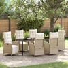 vidaXL Set da Pranzo per Giardino con cuscino 7 pcs Beige polyrattan