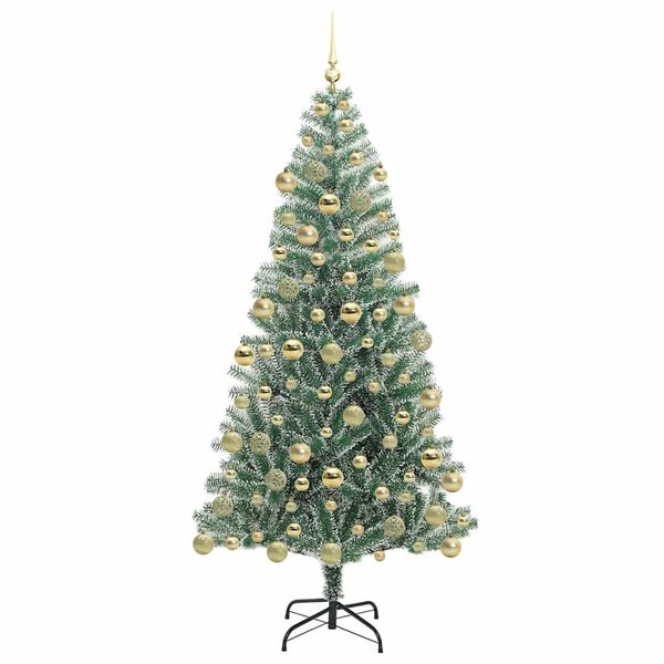 vidaXL Albero di Natale Artificiale Imbiancato con Luci LED 180 cm