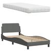 vidaXL Letto con Materasso Hanko Grigio Scuro 90x190 cm in Tessuto