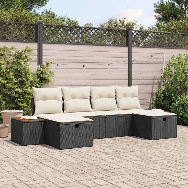 vidaXL Set Divano da Giardino 6 pcs Nero 55 x 62 x 69 cm Poly Rattan