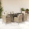 vidaXL Set da Pranzo da Giardino 7 pz con Cuscini Beige in Polyrattan