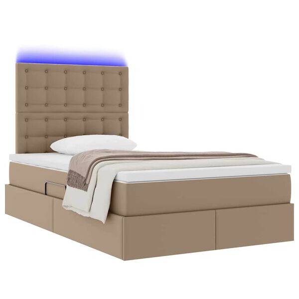 vidaXL Letto con contenitore e LED con led Cappuccino 120 x 200 cm