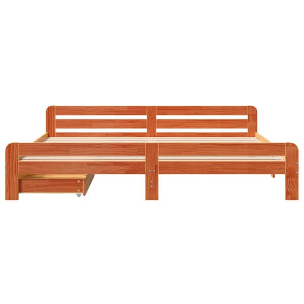 vidaXL Letto senza Materasso Marrone Cera 200x200 cm in Legno di Pino