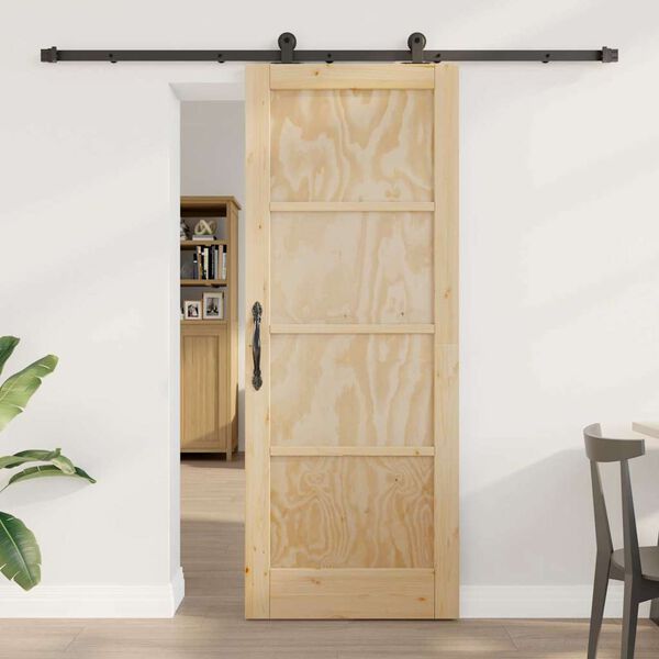 vidaXL Porta scorrevole ORKDAL Marrone 78 x 202 cm Pino massello