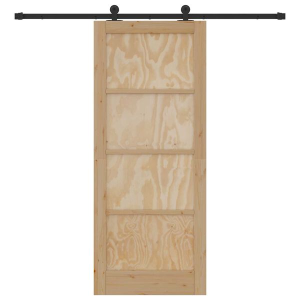 vidaXL Porta scorrevole Naturale e Nero 83 x 202 cm Pino massello