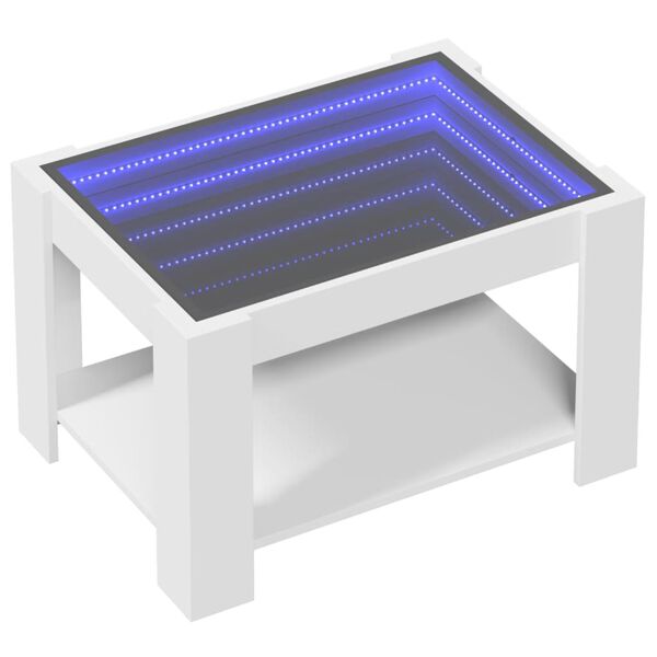 vidaXL Tavolino Salotto con LED Bianco 73x53x45 cm Legno Multistrato