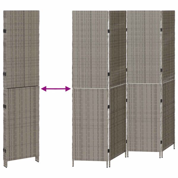 vidaXL Divider per stanze Grigio 195 x 180 cm polyrattan