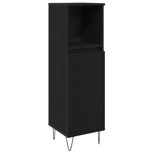 vidaXL Set di mobili per il bagno 3 pcs Rovere Nero Legno multistrato