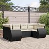 vidaXL Set Divano da Giardino 6 pz con Cuscini Nero in Polyrattan