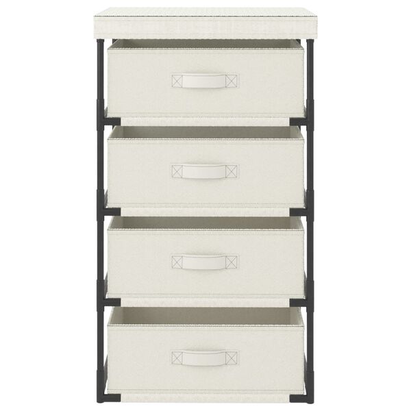 vidaXL Armadietto con 4 Cestini in Tessuto in Acciaio Crema