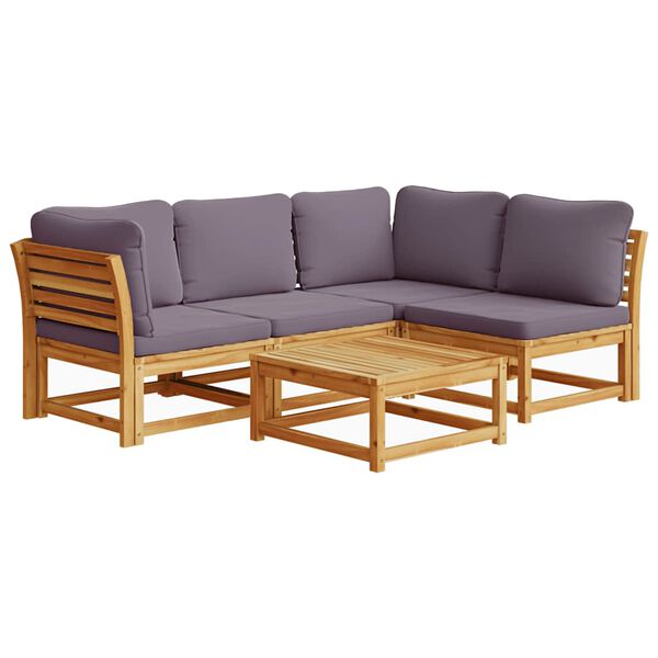 vidaXL Set Salotto da Giardino 5 pz con Cuscini Legno Massello Acacia