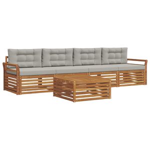 vidaXL Set di divani da esterno 5 pcs Grigio Naturale e Chiaro