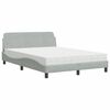 vidaXL Letto con Materasso Dover Grigio Chiaro 120x200 cm in Velluto