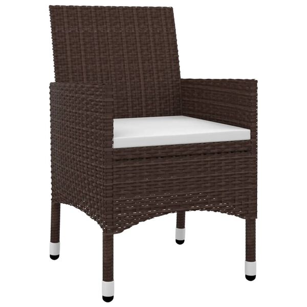 vidaXL Set da Pranzo da Giardino 3 pz con Cuscini Polyrattan e Vetro