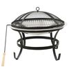 vidaXL Braciere e Barbecue 2in1 e Attizzatoio 56x56x49 cm Acciaio Inox