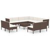 vidaXL Set Divani da Giardino 12 pz con Cuscini in Polyrattan Marrone
