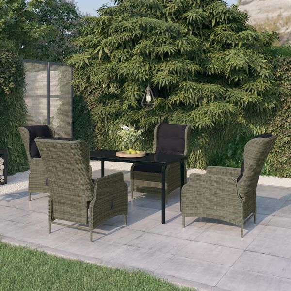 vidaXL Set Mobili da Pranzo per Giardino 5 pz Marrone