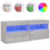 vidaXL Mobile TV a Parete con Luci LED Grigio Sonoma 100x30x40 cm