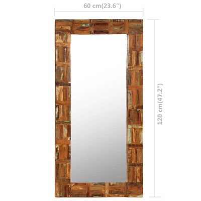 vidaXL Specchio da Parete in Legno Massello di Recupero 60x120 cm