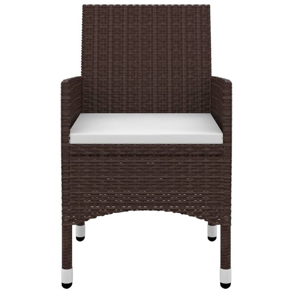 vidaXL Set da Pranzo da Giardino 3 pz con Cuscini Polyrattan e Vetro