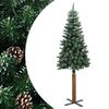 vidaXL Albero di Natale Sottile con Legno Vero e Neve Verde 180 cm