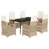 vidaXL Set da Pranzo da Giardino 7 pz con Cuscini Beige in Polyrattan