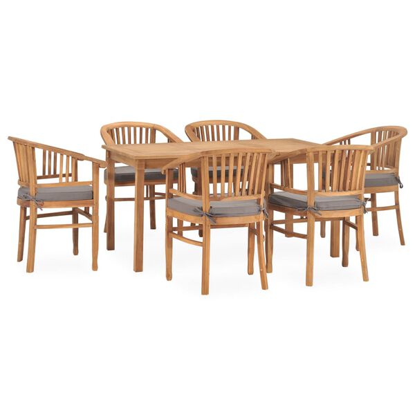 vidaXL Set da Pranzo da Giardino 7 pz con Cuscini in Legno di Teak
