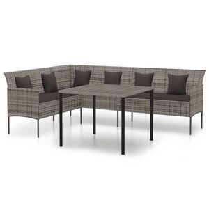 vidaXL Set da Pranzo da Giardino 2 pz con Cuscini in Polyrattan Grigio