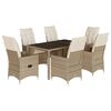 vidaXL Set da Pranzo da Giardino 7 pz con Cuscini Beige in Polyrattan