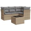 vidaXL Set Divano da Giardino 5 pz con Cuscini Beige in Polyrattan