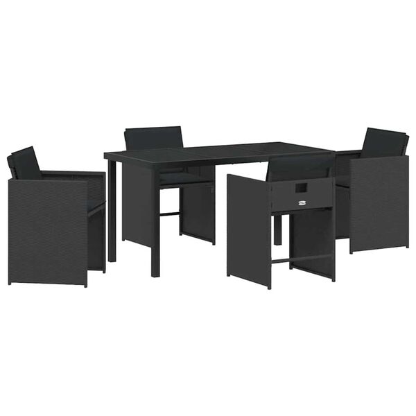 vidaXL Set da Pranzo per Giardino 5 pcs Nero polyrattan