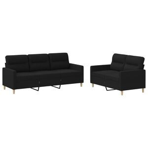 vidaXL Set di Divani 2 pz con Cuscini Nero in Tessuto