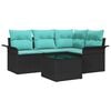 vidaXL Set Divano da Giardino con cuscino 5 pcs Nero polyrattan