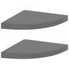 vidaXL Scaffali Angolari a Parete 2 pz Grigio Lucido 35x35x3,8 cm MDF