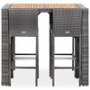 vidaXL Set da Bar da Giardino 5 pz Polyrattan e Legno Acacia Grigio
