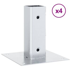 vidaXL Basi per Pali Quadrate 4 pz Argento 46x46 mm in Acciaio Zincato